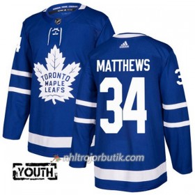 Barn Ishockey Toronto Maple Leafs Tröja Auston Matthews 34 Adidas 2017-2018 Blå Authentic